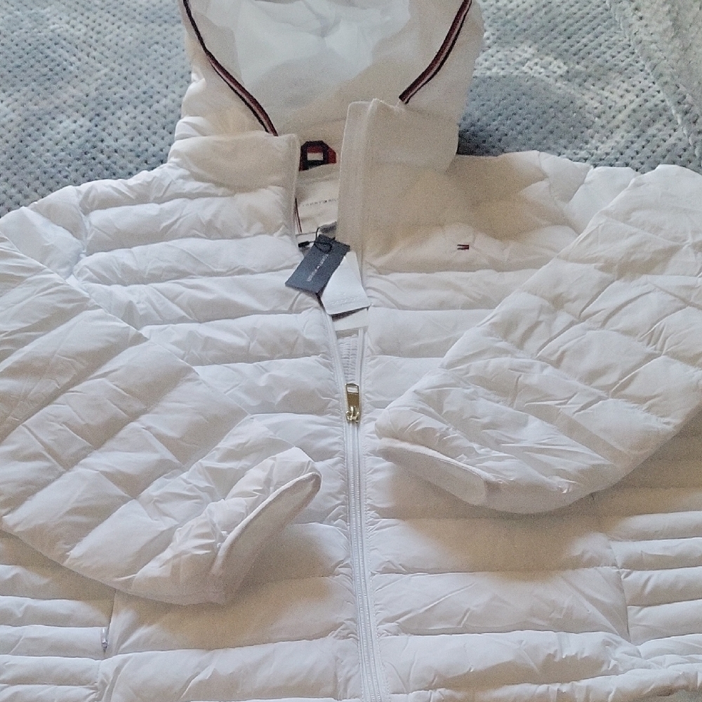 Tommy Hilfiger Womens Packable Hooded Jacket XL White